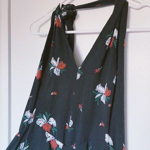 Floral Navy Halter Romper
